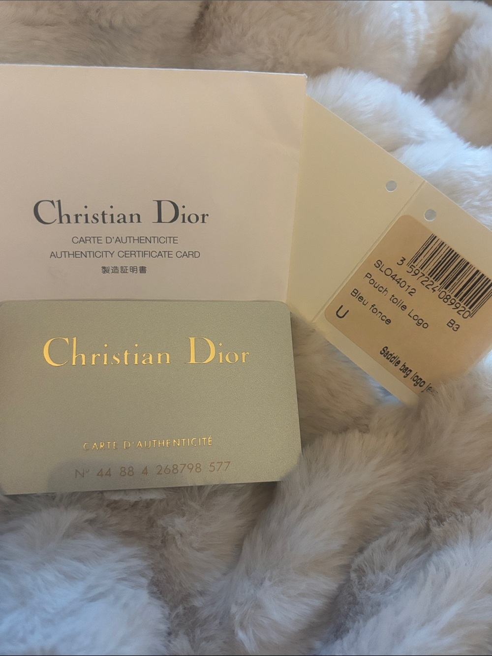 Dior Authenticity Card & Tags